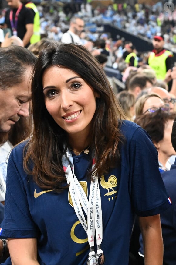 Jennifer Giroud dans les tribunes du match "France - Argentine (3-3 - tab 2-4)" en finale de la Coupe du Monde 2022 au Qatar, le 18 décembre 2022. © Philippe Perusseau / Bestimage 