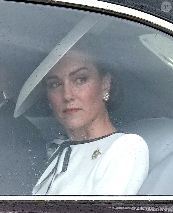 Catherine (Kate) Middleton, princesse de Galles, arrive au palais de Buckingham pour Trooping the Color à Londres, Royaume Uni, le 15 juin 2024. © Julien Burton/Bestimage 