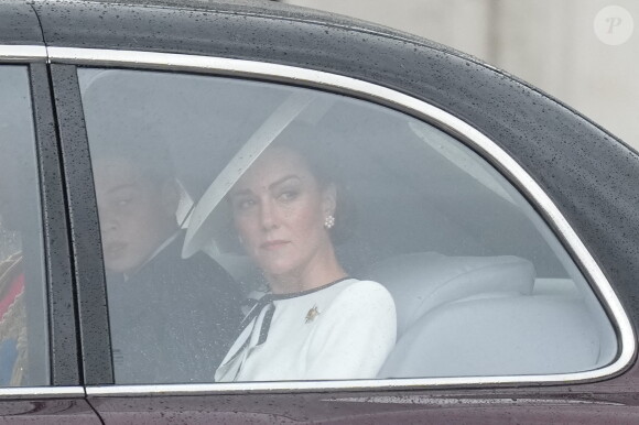 Catherine (Kate) Middleton, princesse de Galles, arrive au palais de Buckingham pour Trooping the Color à Londres, Royaume Uni, le 15 juin 2024. © Julien Burton/Bestimage