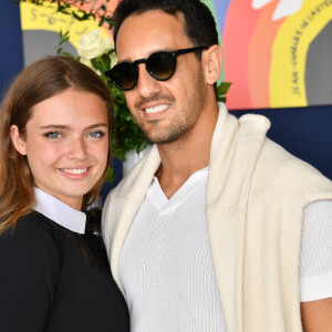 Exclusif - Diego El Glaoui avec sa nouvelle compagne Maxime Teissier, Miss Languedoc 2023 dans l'Espace VIP lors de la 10ème édition du "Longines Paris Eiffel Jumping" à la Plaine de Jeux de Bagatelle à Paris, France, le 22 juin 2024. © Perusseau-Veeren/Bestimage 