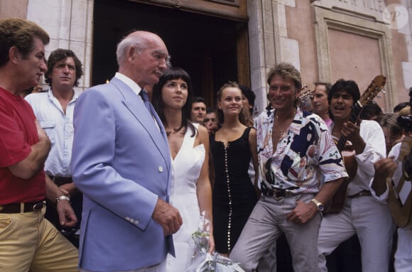 Vanessa Paradis et Johnny Hallyday - 1er anniversaire de mariage de Caroline Barclay et Eddie Barclay à Saint-Tropez en 1989 © Bruno Schneider via Bestimage