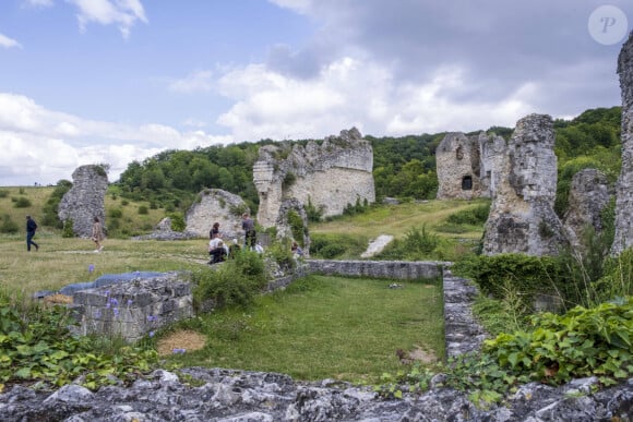 Les Andelys (27) : vue sur le chateau fort de Chateau Gaillard dans la vallee de la Seine aux Andelys. Les ruines de la forteresse medievale edifiee sur les falaises calcaires du bord de Seine au XIIeme siecle (12eme) par le roi Richard Ier, Richard Coeur de Lion - Photo by Matarezo/ANDBZ/ABACAPRESS.COM