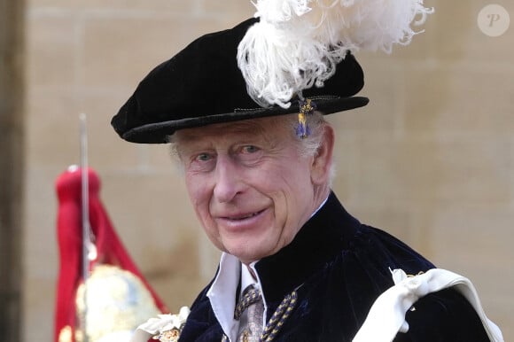 Le roi Charles III d'Angleterre - Service de l'Ordre de la Jarretière au Château de Windsor, Royaume Uni, le 17 juin 2024. © Kirsty Wigglesworth/WPA-Pool/Bestimage