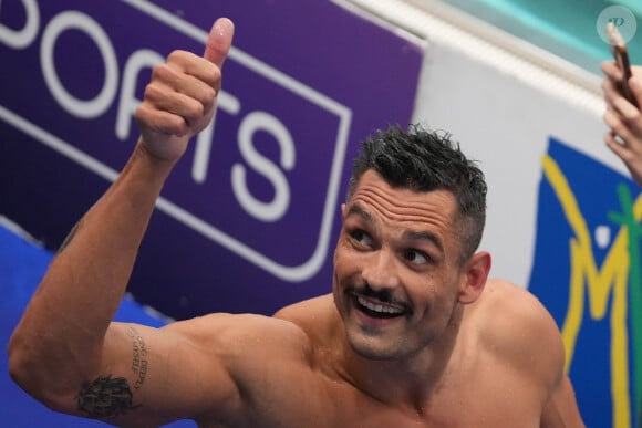 Florent Manaudou - F.Manaudou remporte l'épreuve du 50 m nage libre, sous le regard de sa compagne L.Dumenil, aux championnats de France de Natation 2024 au centre aquatique Odyssée à Chartres, le 20 juin 2024. © Laurent Lairys / Panoramic / Bestimage