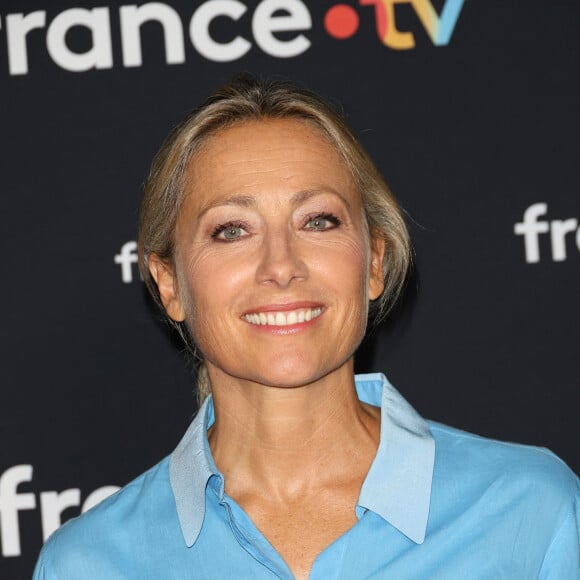 Anne-Sophie Lapix au photocall pour la conférence de presse de rentrée de France TV à la Grande Halle de la Villette à Paris, France, le 11 juillet 2023. © Coadic Guirec/Bestimage