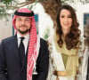 La jeune femme de 30 ans portait une robe Max Mara couleur cuir de vache mettant son baby bump en valeur 
Le prince Hussein, Rajwa Khaled bin Musaed bin Saif bin Abdulaziz Al Saif - La famille royale de Jordanie lors de l'annonce officielle des fiançailles du prince Hussein de Jordanie à Riyad. Le 17août 2022 