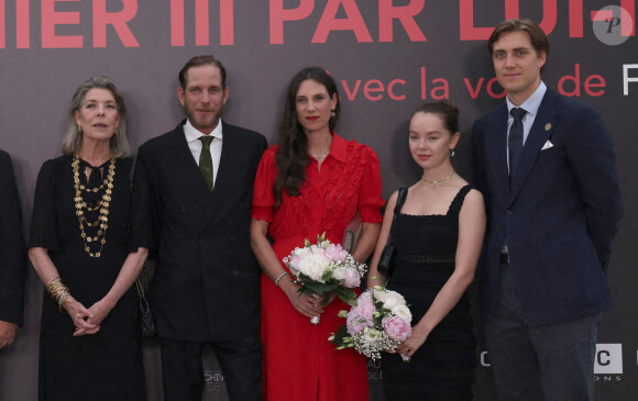 La princesse Caroline de Hanovre, Andrea Casiraghi et sa femme Tatiana Casiraghi (Tatiana Santa Domingo), la princesse Alexandra de Hanovre et son compagnon Ben-Sylvester Strautman - Arrivée de la famille Princière de Monaco avant la projection du film documentaire "Rainier III par lui-même" au Grimaldi Forum à Monaco le 4 juillet 2023. Le film réalisé par Yann-Antony Noghès revient sur les moments forts de 56 ans de règne, en utilisant des enregistrements de la voix de l'ancien souverain, pour en faire le narrateur de sa vie. © Claudia Albuquerque/Bestimage 