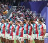 Antoine Dupont - Podium - La France remporte la finale en Rugby à 7 après sa victoire face à Fidji (et sa première médaille d'or) lors des Jeux Olympiques (JO) de Paris 2024 au Stade de France à Saint-Denis, Seine Saint-Denis, France, le 27 juillet 2024. © Jacovides-Perusseau/Bestimage 