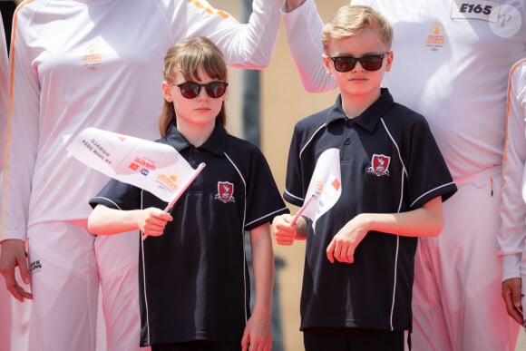 Prince Jacques of Monaco (Le prince Jacques de Monaco, marquis des Baux), Princess Gabriella of Monaco (La princesse Gabriella de Monaco, comtesse de Carladès) lors du relais de la Flamme Olympique des Jeux olympiques d'été de Paris 2024 à Monaco, le 18 juin 2024. Paris se prépare à accueillir les XXXIIIèmes Jeux Olympiques d'été, du 26 juillet au 11 août 2024. Olivier Huitel/Pool Monaco/Bestimage