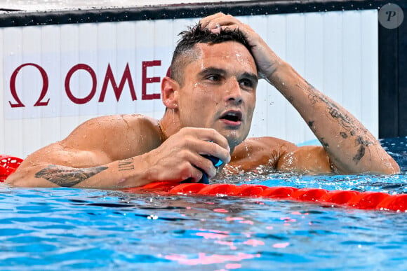 Florent Manaudou remporte l'épreuve de natation 50 mètres nage libre lors des Jeux Olympiques de Paris2024 (JO), le 1er août 2024. © Insidefoto / Panoramic / Bestimage 