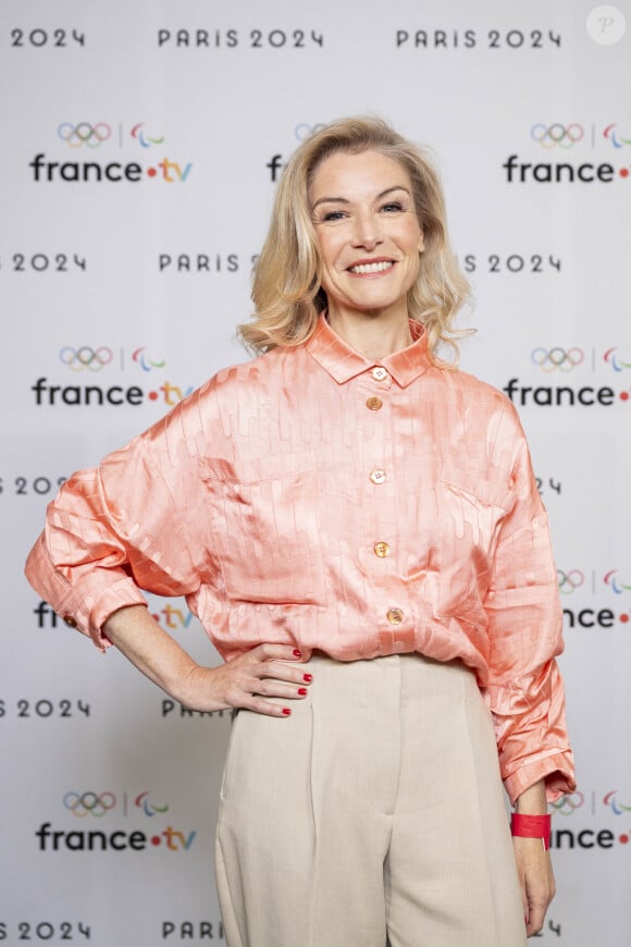 Louise Ekland lors de la présentation des journalistes et chroniqueurs de France Télévisions pour les Jeux Olympiques 2024 au musée de l'Homme à Paris, le 11 juin 2024. © Pierre Perusseau / Bestimage 