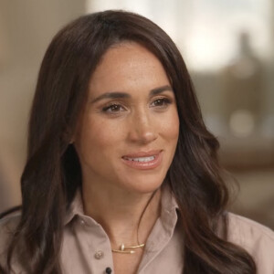 Le prince Harry, duc de Sussex et Meghan Markle, duchesse de Sussex, lors d'une interview pour l'émission CBS News Sunday Morning, diffusée le 4 août 2024. Lors de ce programme, le couple princier a évoqué leurs enfants, Archie Harrison, 5 ans et Lilibet Diana, 3 ans et leur volonté de les protéger des dangers du web. 