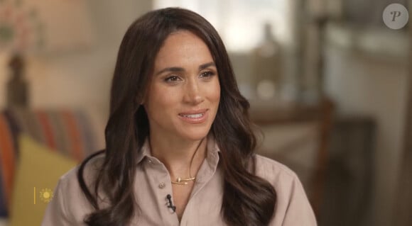 Le prince Harry, duc de Sussex et Meghan Markle, duchesse de Sussex, lors d'une interview pour l'émission CBS News Sunday Morning, diffusée le 4 août 2024. Lors de ce programme, le couple princier a évoqué leurs enfants, Archie Harrison, 5 ans et Lilibet Diana, 3 ans et leur volonté de les protéger des dangers du web. 