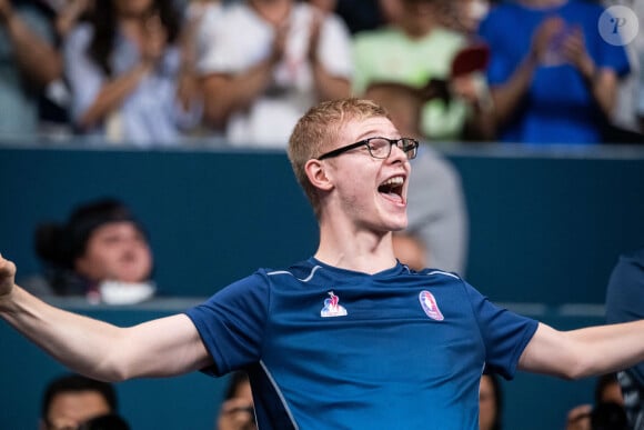 Felix Lebrun (FRA), simple men's table tennis, against Hugo Calderano (BRA), bronze match Simple men’s during the Olympic Games Paris 2024 