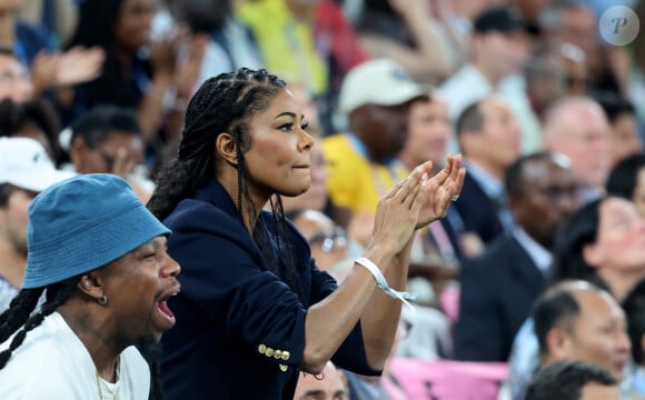 Gabrielle Union - Les célébrités en tribunes pendant l'épreuve de basketball de Demi-Finale opposant les Etats-Unis à la Serbie lors des Jeux Olympiques de Paris 2024 (JO) à l'Arena Bercy, à Paris, France, le 8 août 2024. © Jacovides-Perusseau/Bestimage