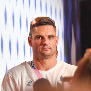 Florent Manaudou - L'équipe de France de natation acclamée au club France lors des Jeux Olympiques de Paris2024 (JO) le 5 aout 2024.