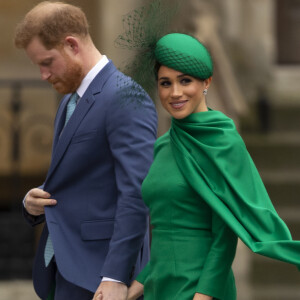 Le prince Harry, duc de Sussex, et Meghan Markle, duchesse de Sussex lors de la cérémonie du Commonwealth en l'abbaye de Westminster à Londres, le 9 mars 2020.