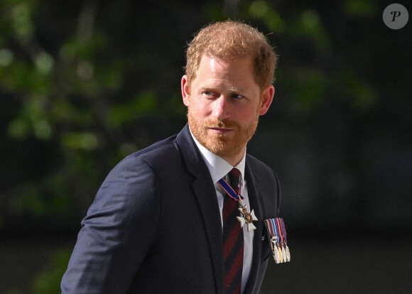 Le prince Harry, duc de Sussex, arrive à la cathédrale St Paul de Londres pour assister au service d'action de grâce marquant le 10e anniversaire des Invictus Games, à Londres, au Royaume-Uni, le mercredi 8 mai 2024. Photo par Zak Hussein/Splash News/ABACAPRESS.COM