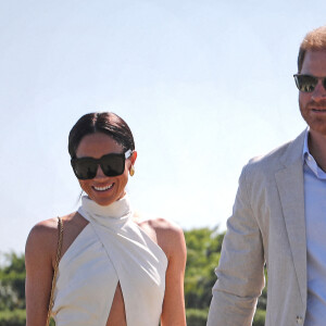 Le duc et la duchesse de Sussex lors du Royal Salute Polo Challenge, au profit de Sentebale, au USPA National Polo Center à Wellington, FL, USA, le vendredi 12 avril 2024. Photo par Yaroslav Sabitov/PA Wire/ABACAPRESS.COM