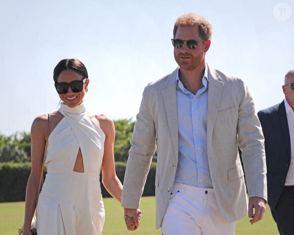 Le duc et la duchesse de Sussex lors du Royal Salute Polo Challenge, au profit de Sentebale, au USPA National Polo Center à Wellington, FL, USA, le vendredi 12 avril 2024. Photo par Yaroslav Sabitov/PA Wire/ABACAPRESS.COM