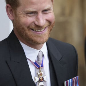 6 mai 2023. Le couronnement du roi Charles III à Westminster, Londres. Le prince Harry quittant l'abbaye de Westminster. Photo par Dan Charity/The Sun/News Licensing/ABACAPRESS.COM