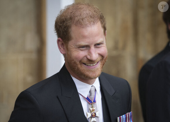 6 mai 2023. Le couronnement du roi Charles III à Westminster, Londres. Le prince Harry quittant l'abbaye de Westminster. Photo par Dan Charity/The Sun/News Licensing/ABACAPRESS.COM