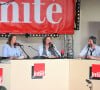 Avant d'être licencié en juin dernier.
Alex Vizorek, Charline Vanhoenacker, Guillaume Meurice et Juliette Arnaud - France Inter et l'équipe de "Par Jupiter" en direct depuis la Fête de l'Humanité 2018 au parc de la Courneuve le 14 septembre 2018 © Lionel Urman/Bestimage 