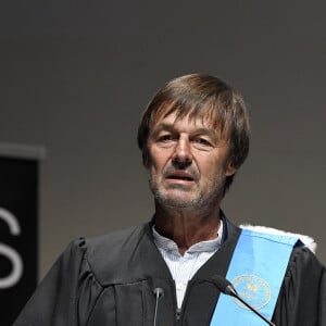 L'ancien ministre de l'Écologie Nicolas Hulot lors de la conférence de presse du président de la République après la sortie en mer à bord du navire scientifique "Alfred Merlin" à Marseille Marseille, France, le 3 septembre 2021. © Dominique JacovidesBestimage