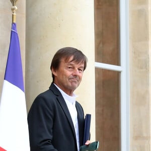 Le ministre de la Transition Ecologique et Solidaire Nicolas Hulot lors de la sortie du conseil des ministres du 11 juillet 2018, au palais de l'Elysée à Paris. © Stéphane Lemouton / Bestimage