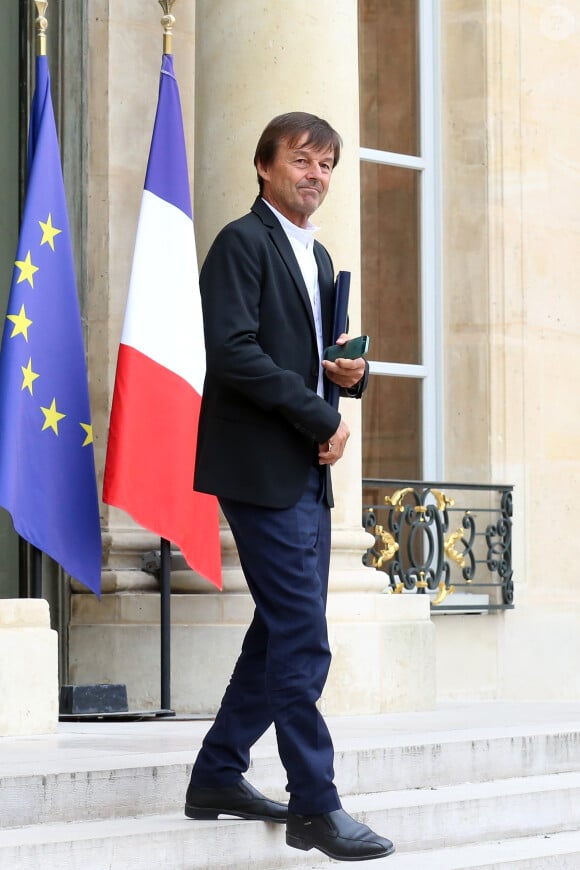 Le ministre de la Transition Ecologique et Solidaire Nicolas Hulot lors de la sortie du conseil des ministres du 11 juillet 2018, au palais de l'Elysée à Paris. © Stéphane Lemouton / Bestimage