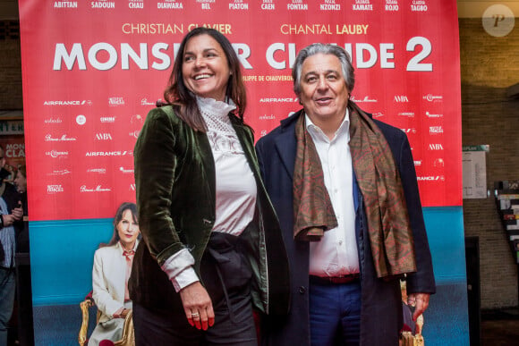 Christian Clavier et sa compagne Isabelle de Araujo - Première du film "Monsieur Claude 2" (Qu'est-ce qu'on a fait au Bon Dieu 2) à Berlin en Allemagne le 2 avril 2019. 