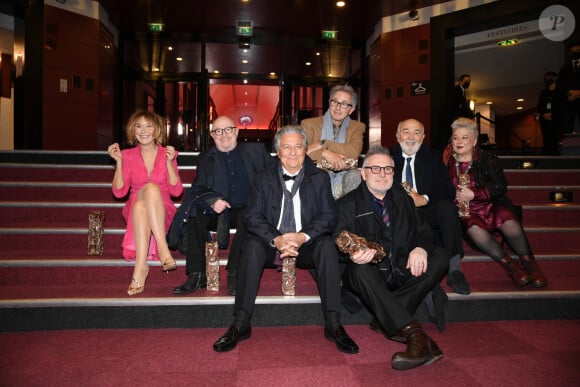 César d'anniversaire pour le Splendide - Marie Anne Chazel, Michel Blanc, Christian Clavier, Thierry Lhermitte, Gérard Jugnot, Josiane Balasko, Bruno Moynot lors de la pressroom (press room) remise des prix lors de la 46ème cérémonie des César à l'Olympia à Paris le 12 mars 2021 © Pascal le Segretain / Pool / Bestimage