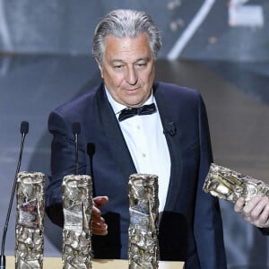 Un César spécial pour la troupe du Splendid, Marie-Anne Chazel, Gérard Jugnot, Christian Clavier, Bruno Moynot sur scène lors de la 46ème cérémonie des César à l'Olympia à Paris le 12 mars 2021. © Pierre Villard/ Pool / Bestimage