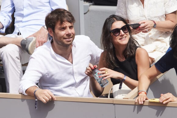 Agathe Lambret et Benjamin Duhamel - Célébrités dans les tribunes de la finale Dames des Internationaux de Tennis de Roland Garros à Paris le 8 juin 2024. © Jacovides-Moreau/Bestimage 