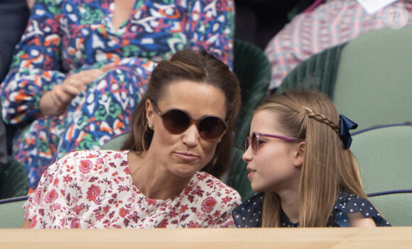 La princesse Charlotte, Pippa Matthews lors de la finale Hommes du tournoi de tennis de Wimbledon. Le 14 juillet 2024