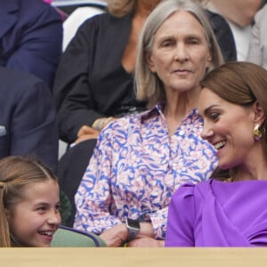 La princesse Catherine de Galles, La princesse Charlotte lors de la finale Hommes du tournoi de tennis de Wimbledon. Le 14 juillet 2024