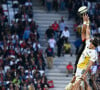 Le Stade toulousain s’impose face au Stade Rochelais (39-23) au Matmut Atlantique lors de la première demi-finale du championnat de Top 14 et se hisse en finale - Alexandre ROUMAT ( 8 - Toulouse ) and Oscar JEGOU ( 7 - La Rochelle ) jump for the ball in a line out during the Semi Final Top 14 match between Stade Toulousain and Stade Rochelais at Matmut Atlantique on June 21, 2024 in Bordeaux, France. ( Photo by federico pestellini / panoramic ) -