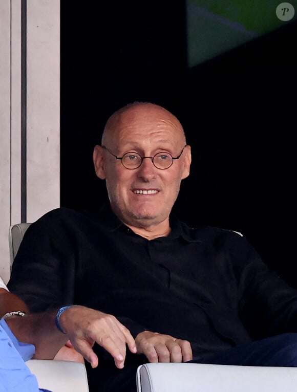 Bernard Laporte dans les tribunes lors du match de rugby entre l'Afrique du Sud et l'Écosse (18-3) au stade Vélodrome à Marseille le 10 septembre 2023. © Dominique Jacovides / Bestimage