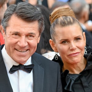 Christian Estrosi, Laura Tenoudji assistant à la première du film De Son Vivant lors du 74e Festival de Cannes, France, le 10 juillet 2021. Photo by Julien Reynaud/APS-Medias/ABACAPRESS.COM