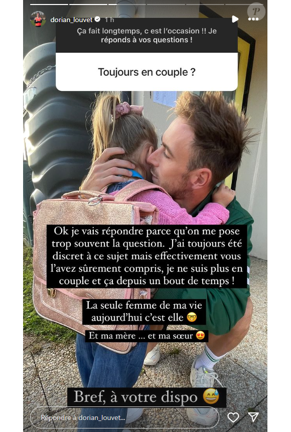 Sur Instagram, il annonce être séparé de sa compagne Marion.
Dorian (Koh-Lanta) est séparé de Marion, la mère de sa fille.