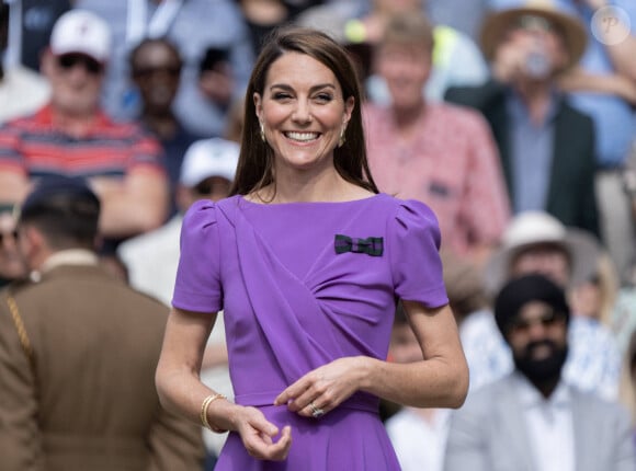 La princesse Catherine de Galles lors de la finale Hommes du tournoi de tennis de Wimbledon. Le 14 juillet 2024