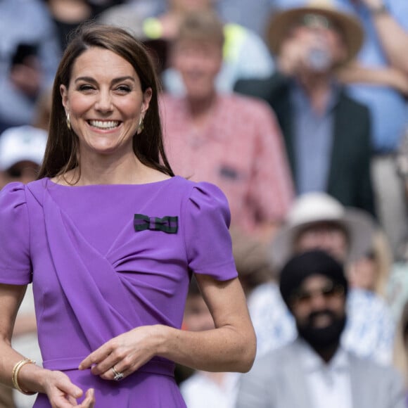 La princesse Catherine de Galles lors de la finale Hommes du tournoi de tennis de Wimbledon. Le 14 juillet 2024