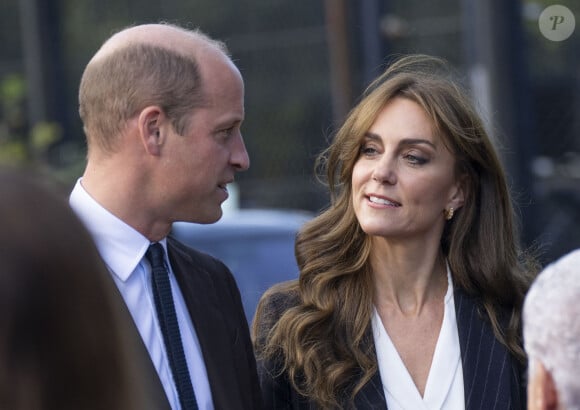 Le prince William, prince de Galles, et Catherine (Kate) Middleton, princesse de Galles, en visite au pavillon Grange à Cardiff, le 3 octobre 2023. L'objectif est de rencontrer des membres des aînés de Windrush Cymru, de Black History Cymru 365 et du Forum des jeunes des minorités ethniques du Pays de Galles, et entendre parler de la contribution de la génération Windrush à la Communauté galloise et découvrir comment les jeunes membres d'une minorité ethnique créent un changement positif au Pays de Galles. 