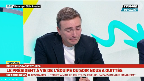 Bertrand Latour, l'un de ses jeunes collègues dans l'EDS a peiné à retenir ses larmes, à l'instar de son vieil ami Michel Denisot.
Bertrand Latour effondré en parlant de Didier Roustant, "L'Equipe de Greg".