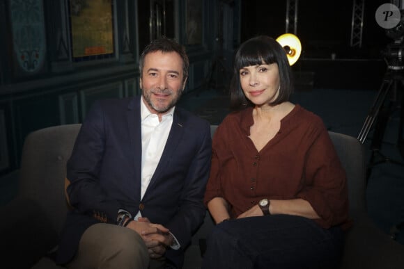 Exclusif - Bernard Montiel, Mathilda May - Enregistrement de l'émission "OlympiaScope", présentée par B.Montiel et diffusée le 4 septembre sur Olympia TV, une chaîne du groupe Canal+ et en replay sur myCANAL. Le 23 avril 2024 © Jack Tribeca / Bestimage 