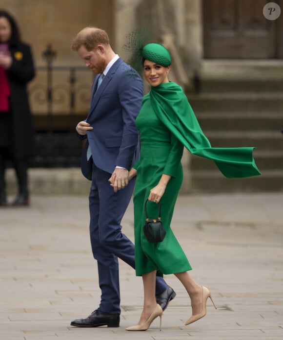 Le prince Harry, duc de Sussex, et Meghan Markle, duchesse de Sussex - La famille royale d'Angleterre lors de la cérémonie du Commonwealth en l'abbaye de Westminster à Londres, le 9 mars 2020. 