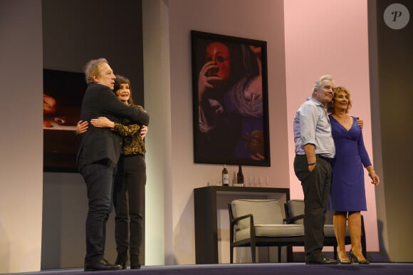 Pierre Arditi et sa femme Evelyne Bouix, Josiane Stoléru, Jean-Michel Dupuis - Générale de la pièce de théâtre "Le Mensonge" au théâtre Edouard VII à Paris, le 14 septembre 2015.