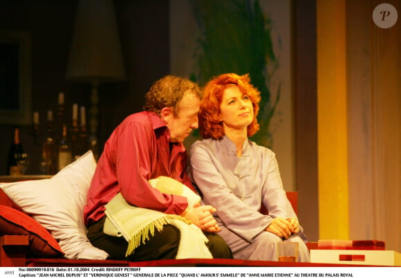 Jean-Michel Dupuis et Véronique Genest. Générale de la piece ' Quand l'amour s'en mele...' au theatre du Palais Royal.