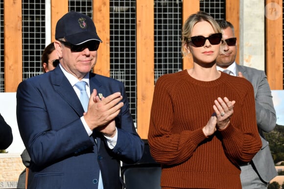 Le prince Albert II de Monaco et la princesse Charlene, présidente de la SPA monégasque, ont inauguré le nouveau refuge de la SPA de Monaco à Peille, le 16 septembre 2024. © Bruno Bebert / Bestimage 