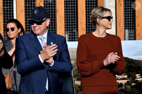 Le prince Albert II de Monaco et la princesse Charlene, présidente de la SPA monégasque, ont inauguré le nouveau refuge de la SPA de Monaco à Peille, le 16 septembre 2024.  © Bruno Bebert / Bestimage 